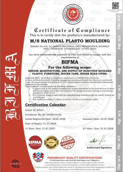BIFMA certificate, Roorkee plant